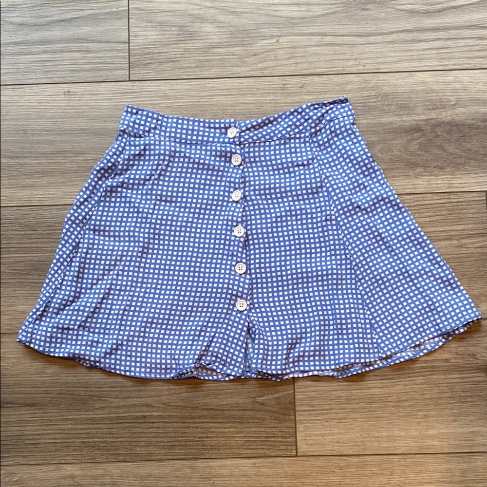 Blue Gingham Button-Up Women's Skirt. Forever 21
